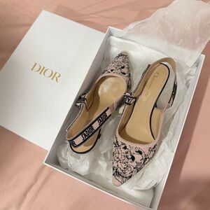 New Dior Canvas Embroidered Jardin Botanique J'Adoir Slingback 100mm Pumps